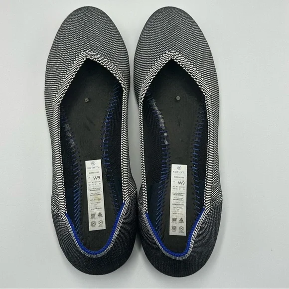 Rothy's Retired The Flat in Black/White Birdseye Print Size 9 - Picture 9 of 10